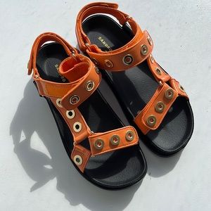Sandro Orange Stud Sandals